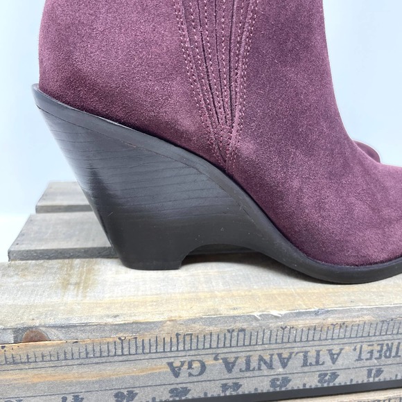 Seychelles Park Suede Wedge Bootie In Purple Size 8 New - Picture 11 of 14